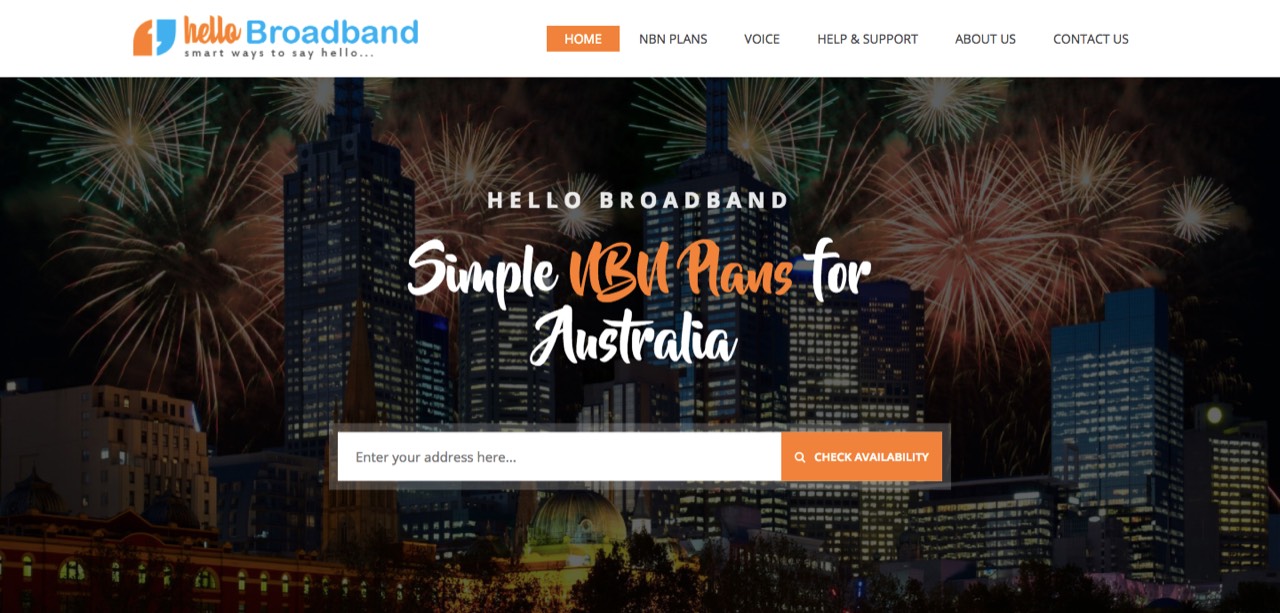 Hello Broadband website built by Synaptic Technologies