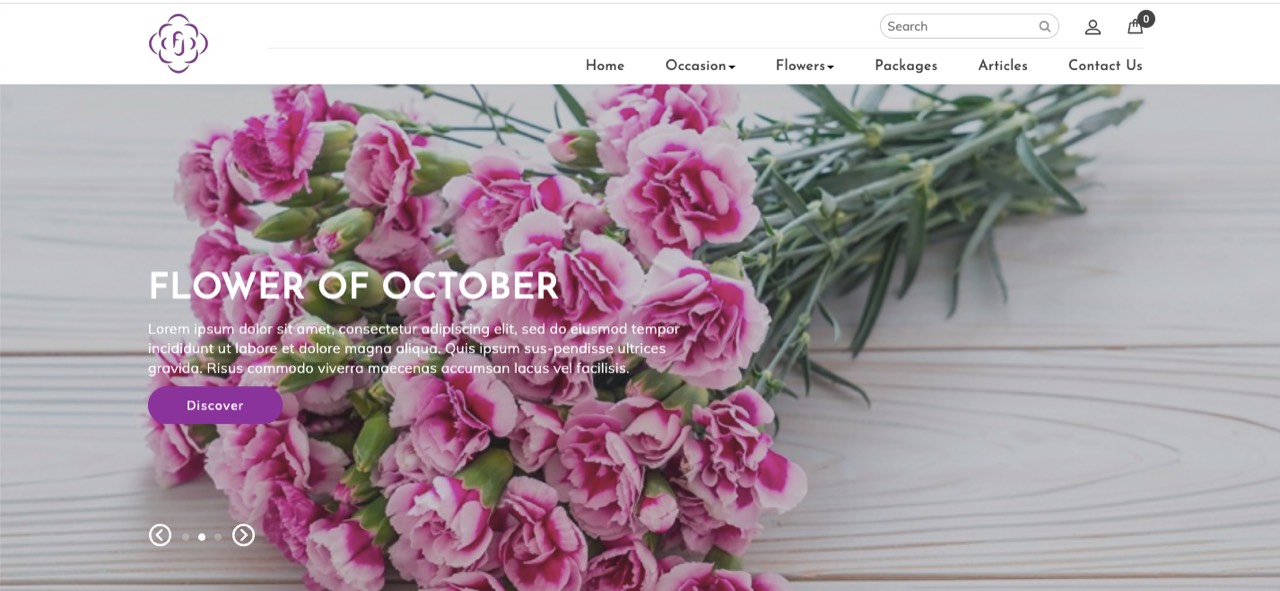 OpenCart flower shop built by Synaptic Technologies